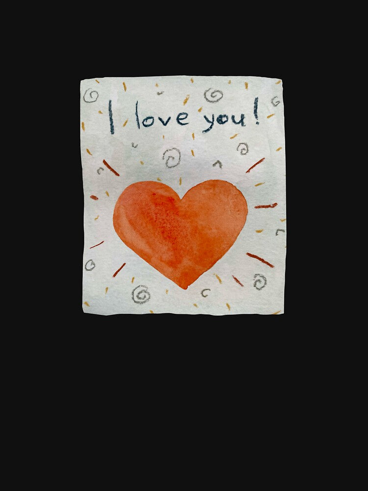 Card greeting heart texture cartoon a watercolor black by Yana Mustafina | Boho Soulful Designs T-Shirts,... (Image 3)