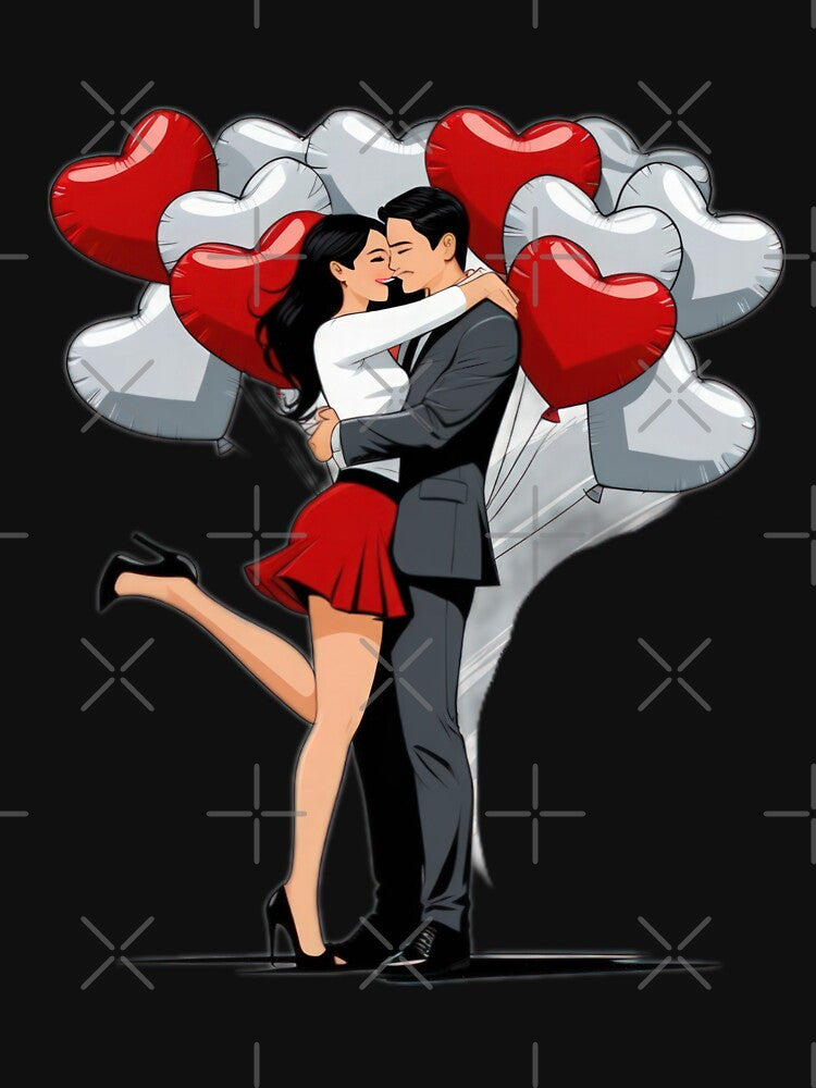 Valentines Day couple  with heart balloons,Valentine couple,valentine heart,valentine art,valentine design by... (Image 3)