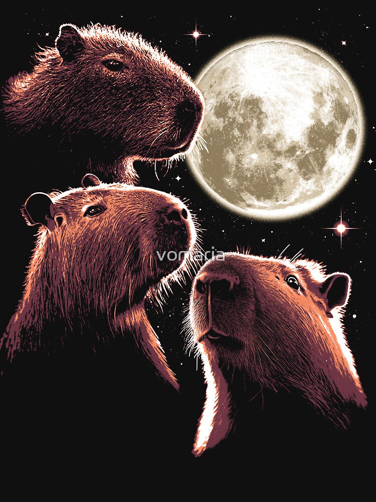 Three Capybara Moon Funny Capybara Meme Mystical Capybara by vomaria T-Shirts, Hoodie, Sweatshirt | BlankRebels.com (Image 3)