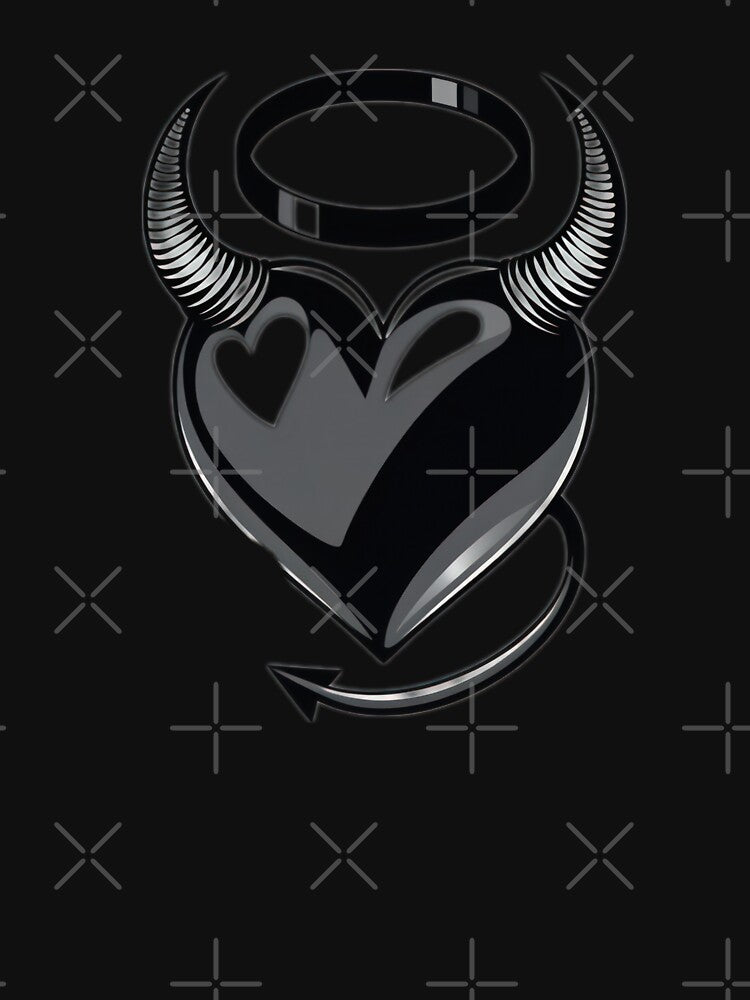 Valentines Day black heart with horns and halo,Valentine heart,valentine art,valentine design by... (Image 3)