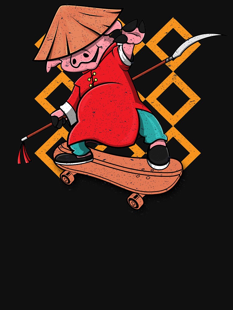 Skateboarding Kung Fu Pig by printworxx T-Shirts, Hoodie, Sweatshirt | BlankRebels.com (Image 3)