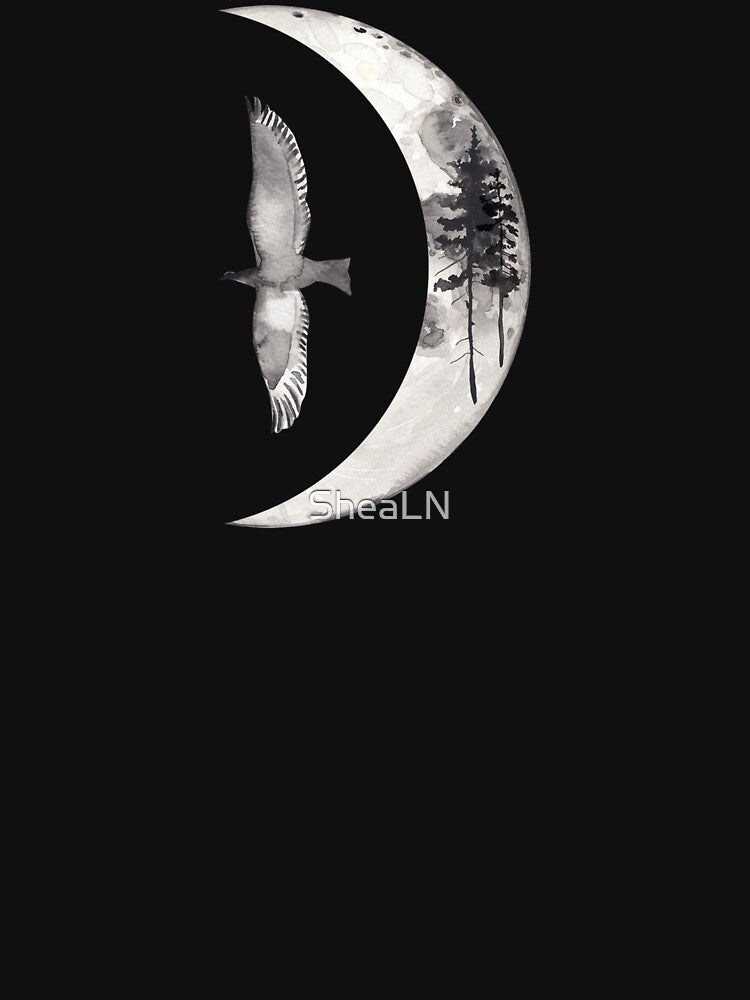 Half Moon Phase with Bird and Trees Design. by SheaLN T-Shirts, Hoodie, Sweatshirt | BlankRebels.com (Image 3)