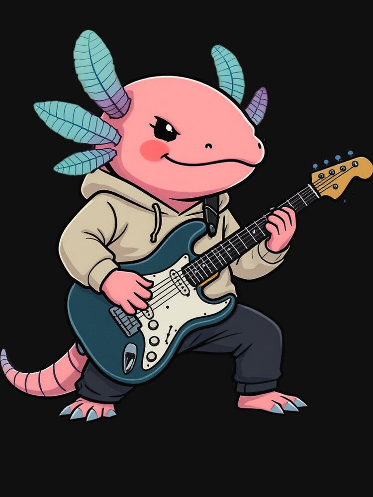 Musician Axolotl Guitar Hero – Cool Electric Guitar Illustration by ColorSplash123 T-Shirts, Hoodie, Sweatshirt (Image 3)