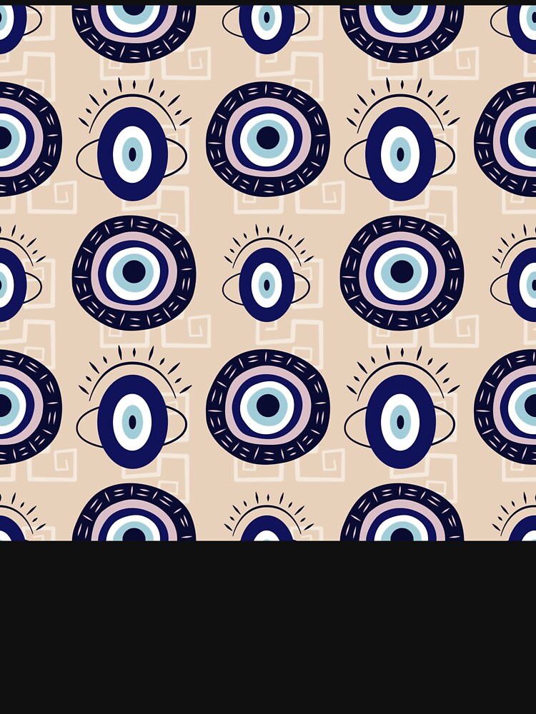 Mediterranean Greek Blue Evil Eye Protection Amulet Pattern - Evil Eye Amulets by antevasinart T-Shirts,... (Image 3)