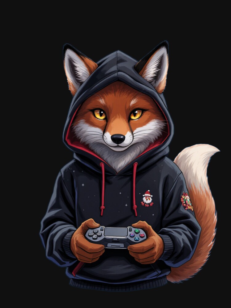 Trendy Gamer Fox – Cute Winter Gaming Fox | Premium High-Res Artwork by ColorSplash123 T-Shirts, Hoodie, Sweatshirt (Image 3)
