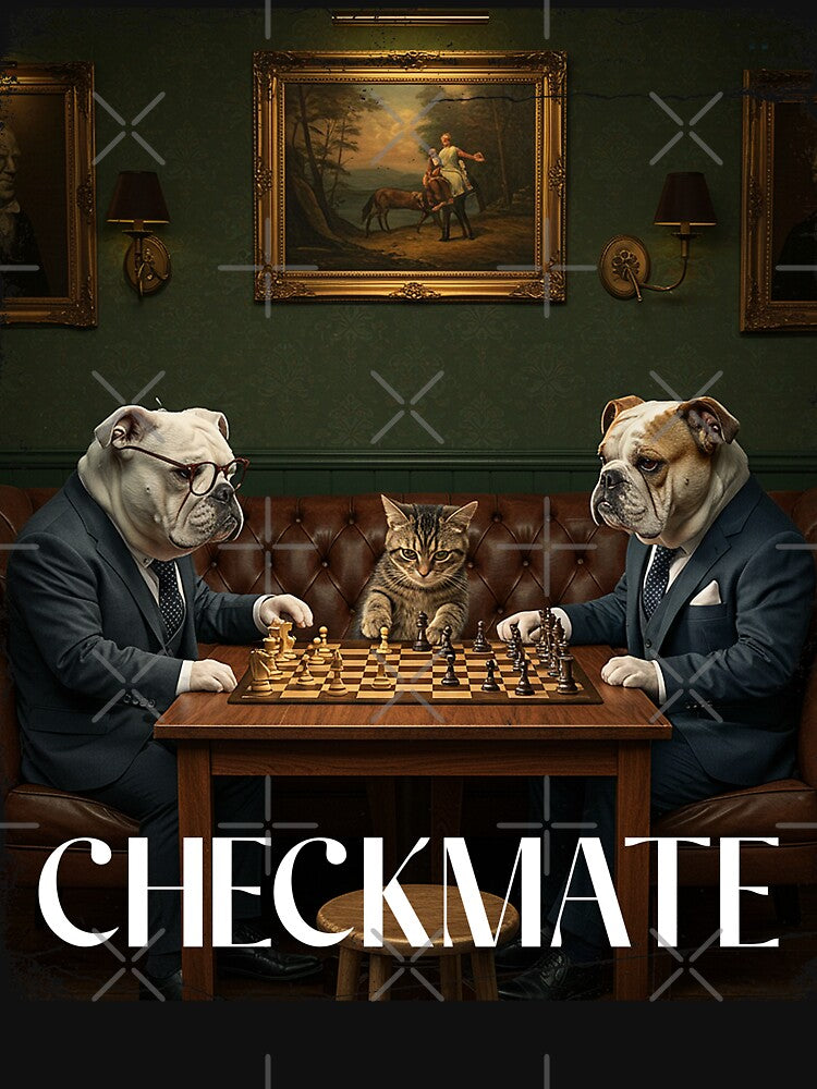 Bulldogs playing chess white cat is watching them by Lotofus T-Shirts, Hoodie, Sweatshirt | BlankRebels.com (Image 3)
