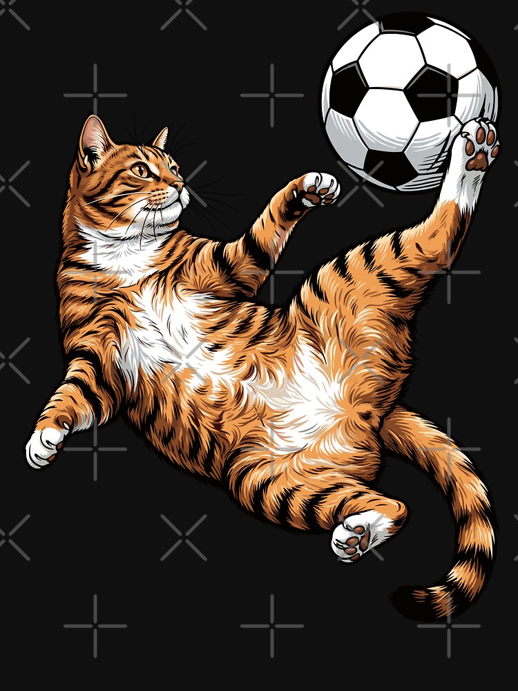 Cat Kicking Football Ball by EverkindInk