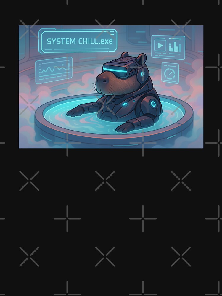 Cyber Capybara Relaxing in Virtual Hot Tub by SassyArtistry T-Shirts, Hoodie, Sweatshirt | BlankRebels.com (Image 3)