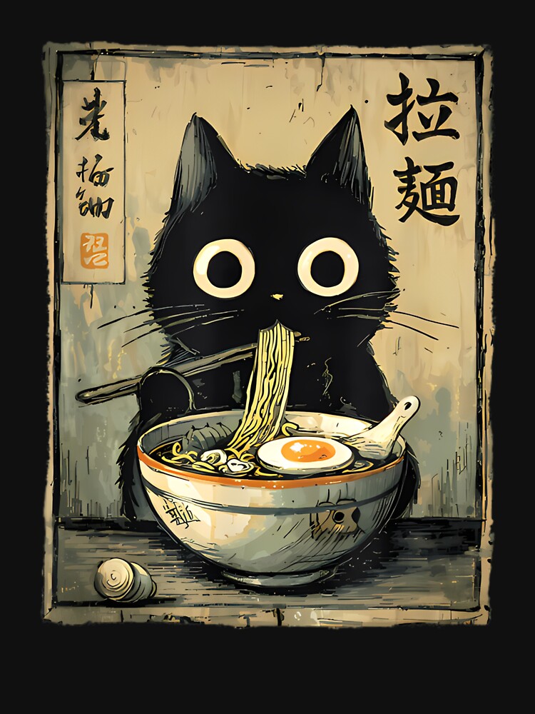 Kawaii Ramen Cat Retro Japanese Noodles Artwork by StickLoveFamily T-Shirts, Hoodie, Sweatshirt | BlankRebels.com (Image 3)