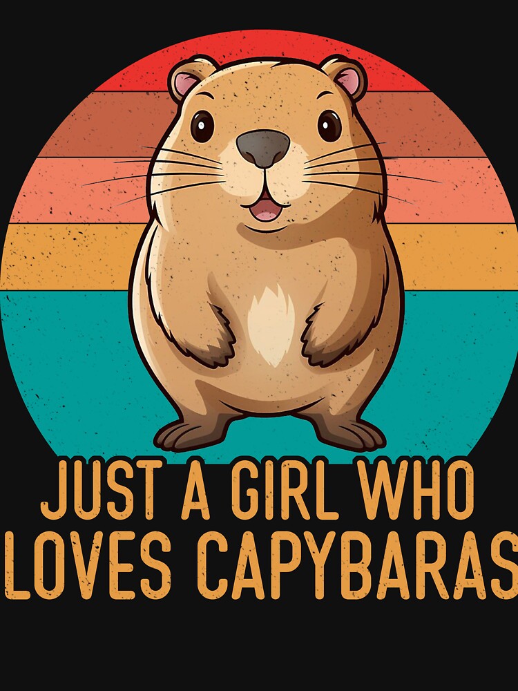 Retro Capybara Girl Sticker – Just a Girl Who Loves Capybaras by TinaMDedrick T-Shirts, Hoodie, Sweatshirt (Image 3)