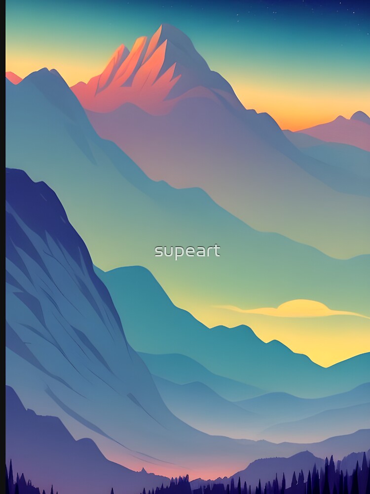 Find the Perfect Minimalist Matte Painting of Beautiful Mountain Landscape in the Bavarian Alps Print for Any... (Image 3)