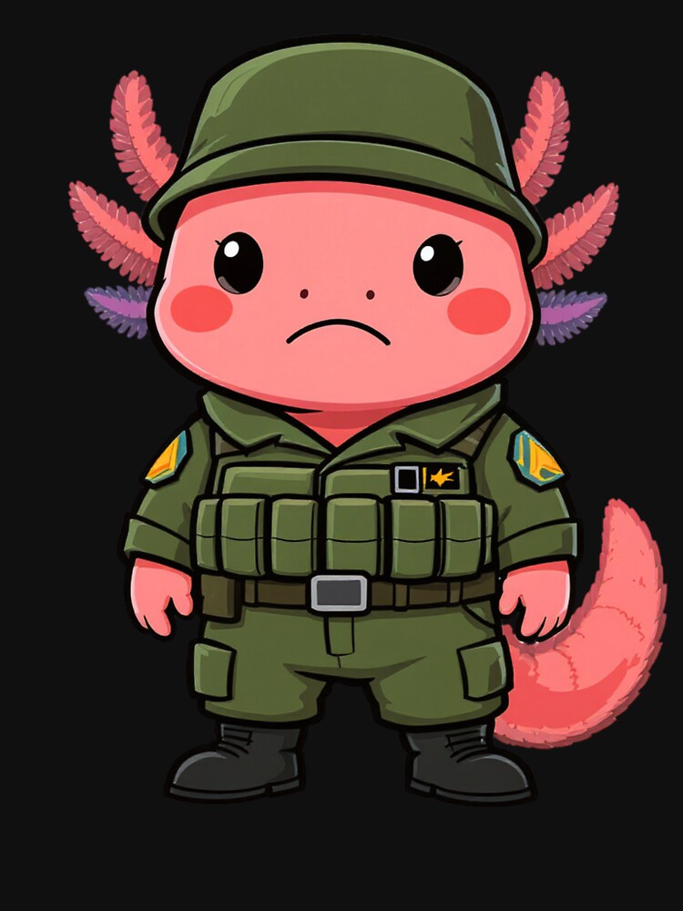 Calm Soldier Axolotl – Quiet Confidence Military Aesthetic Illustration by ColorSplash123 T-Shirts, Hoodie,... (Image 3)