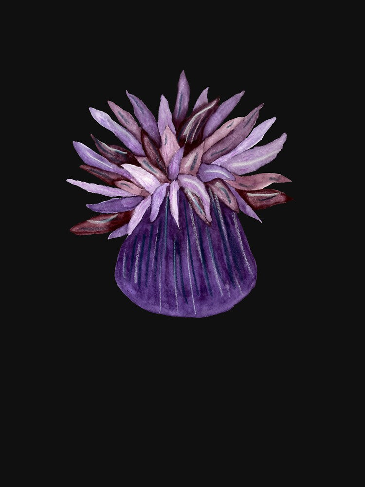 Coral flower violet ocean reef watercolor sketch black by Yana Mustafina | Boho Soulful Designs T-Shirts,... (Image 3)