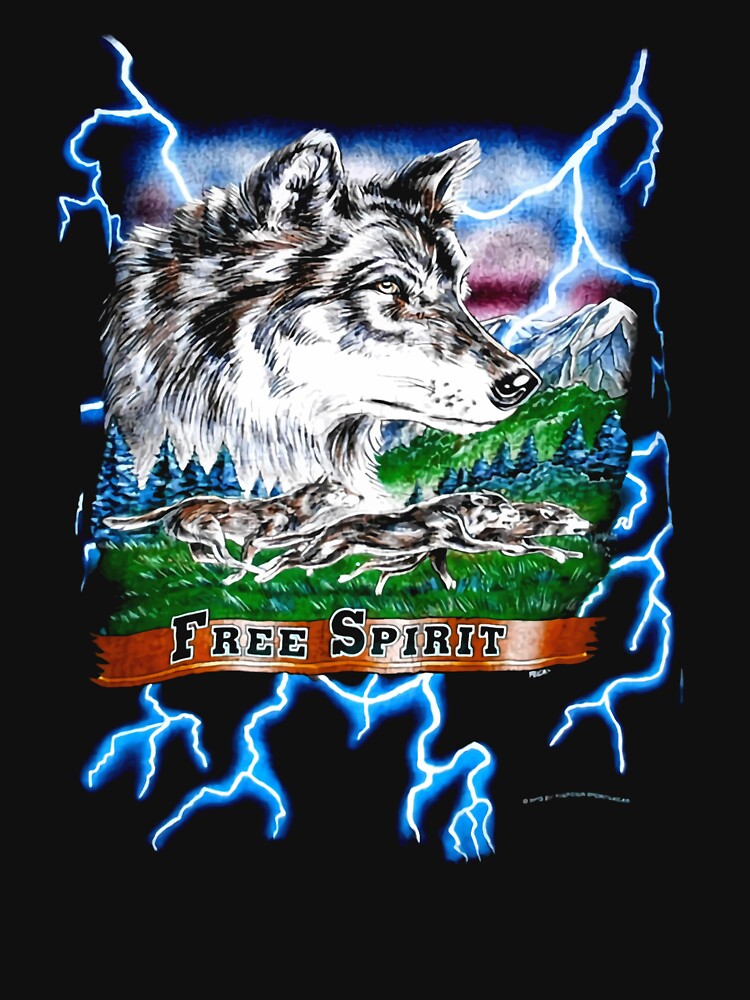 90s Free Spirit Wolf Vintage American by WildSunDesizgn
