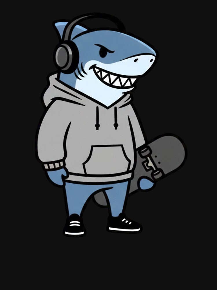 Skateboarding Shark – Cool Hoodie Street Cartoon by ColorSplash123 T-Shirts, Sweatshirt | BlankRebels.com (Image 3)