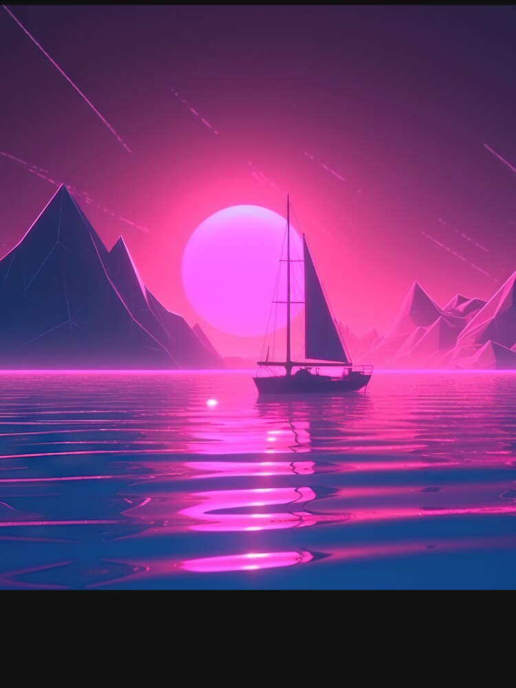 Sunset Sail: A Vaporwave Expedition on the High Seas by Mullet Monkey T-Shirts, Hoodie, Sweatshirt (Image 3)