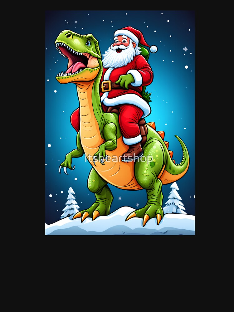 Cute Santa Riding Dinosaur by Itsheartshop T-Shirts, Hoodie, Sweatshirt | BlankRebels.com (Image 3)