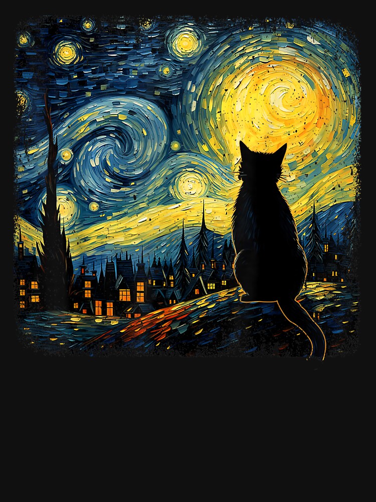 Cat Starry Night Van Gogh Cat For Cat Lover Cat Mom Cat Dad by Phoemps