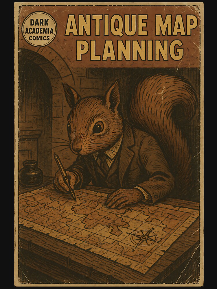Mysterious Dark Academia: Antique Map Planning by bapupa T-Shirts, Hoodie, Sweatshirt | BlankRebels.com (Image 3)