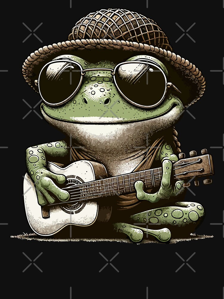 Cute Cottagecore Aesthetic Frog Playing Guitar Vintage Graphic by Dapper-Art T-Shirts, Hoodie, Sweatshirt (Image 3)