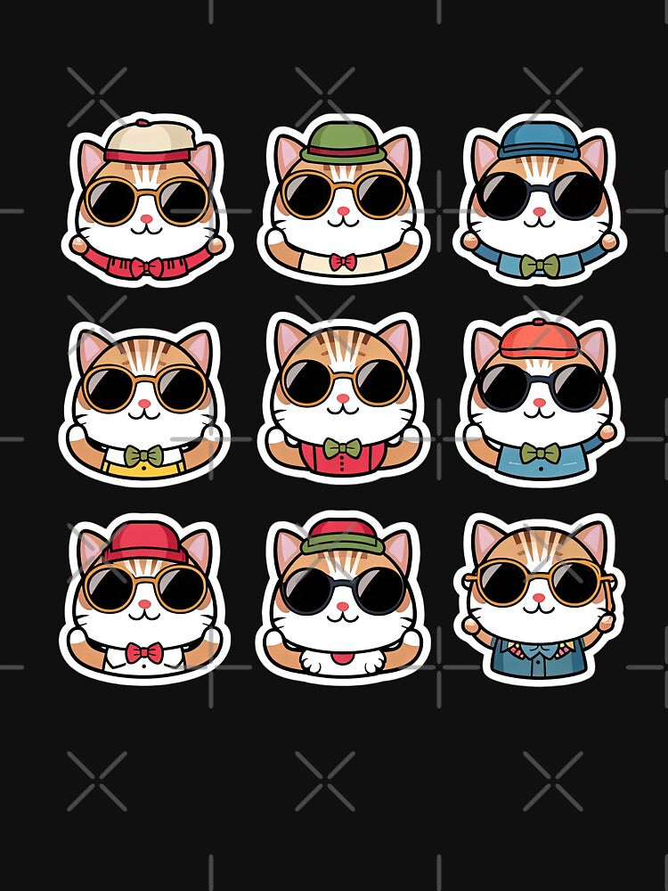 cute funny cat pattern funny cat stickers with sunglasses,aesthetic cat art,funny cat,Cat Lover,cute cat,cat... (Image 3)