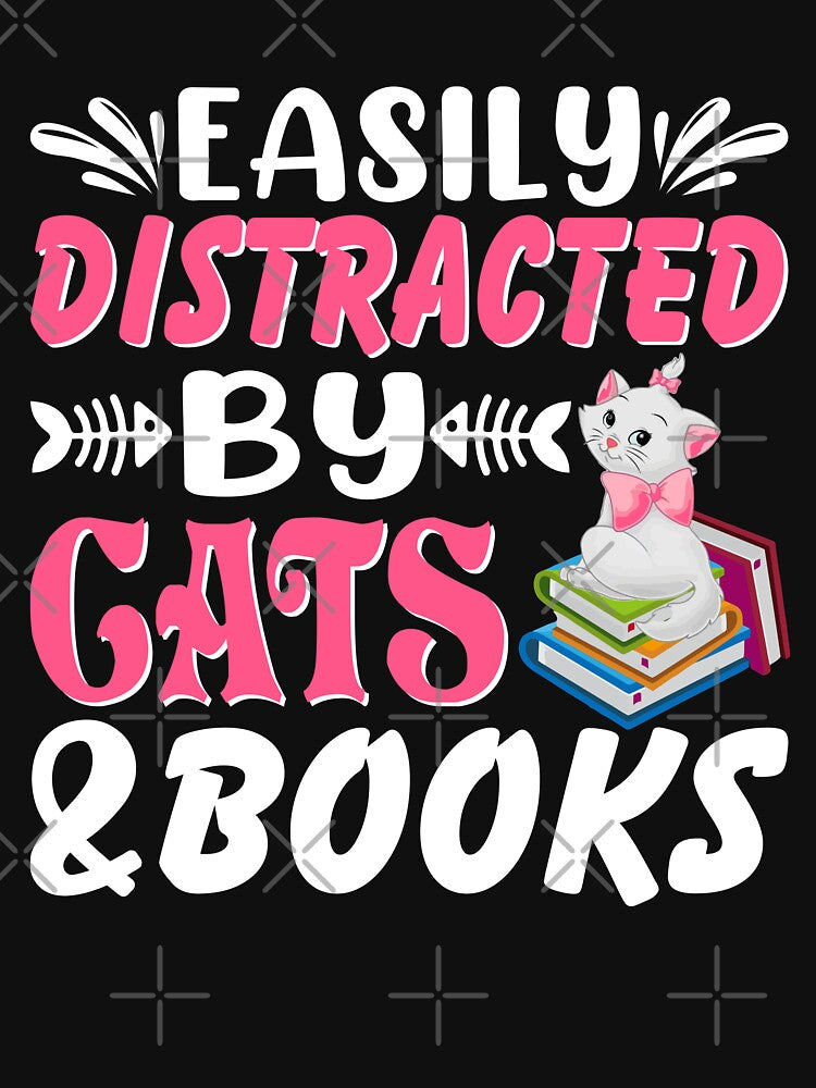 Distracted by Cats and Books by 808Designs T-Shirts, Hoodie, Sweatshirt | BlankRebels.com (Image 3)