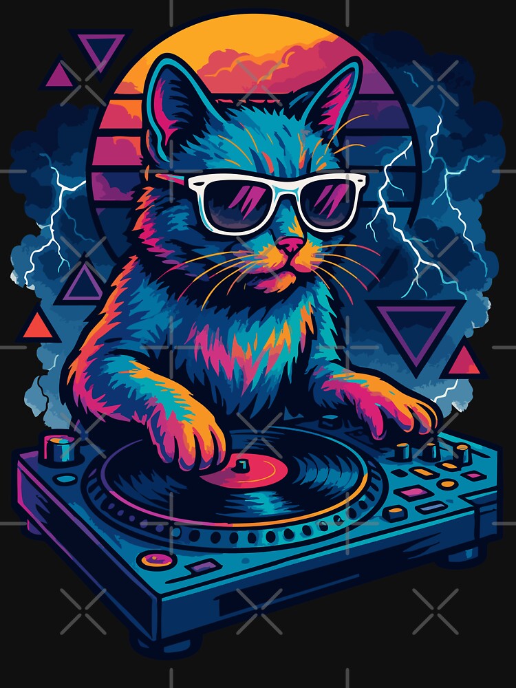 Cool Deejay House Cat Retro Vaporwave by TomFrontierArt T-Shirts, Hoodie, Sweatshirt | BlankRebels.com (Image 3)
