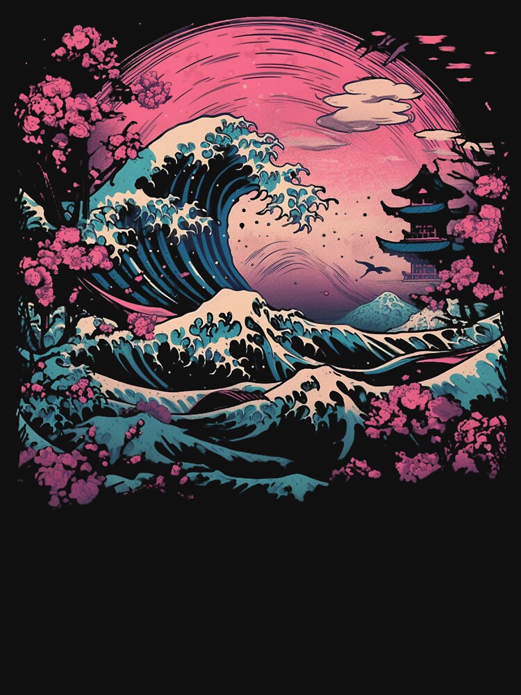 Synthwave Traditional Japanese Wave by pedrogag T-Shirts, Hoodie, Sweatshirt | BlankRebels.com (Image 3)