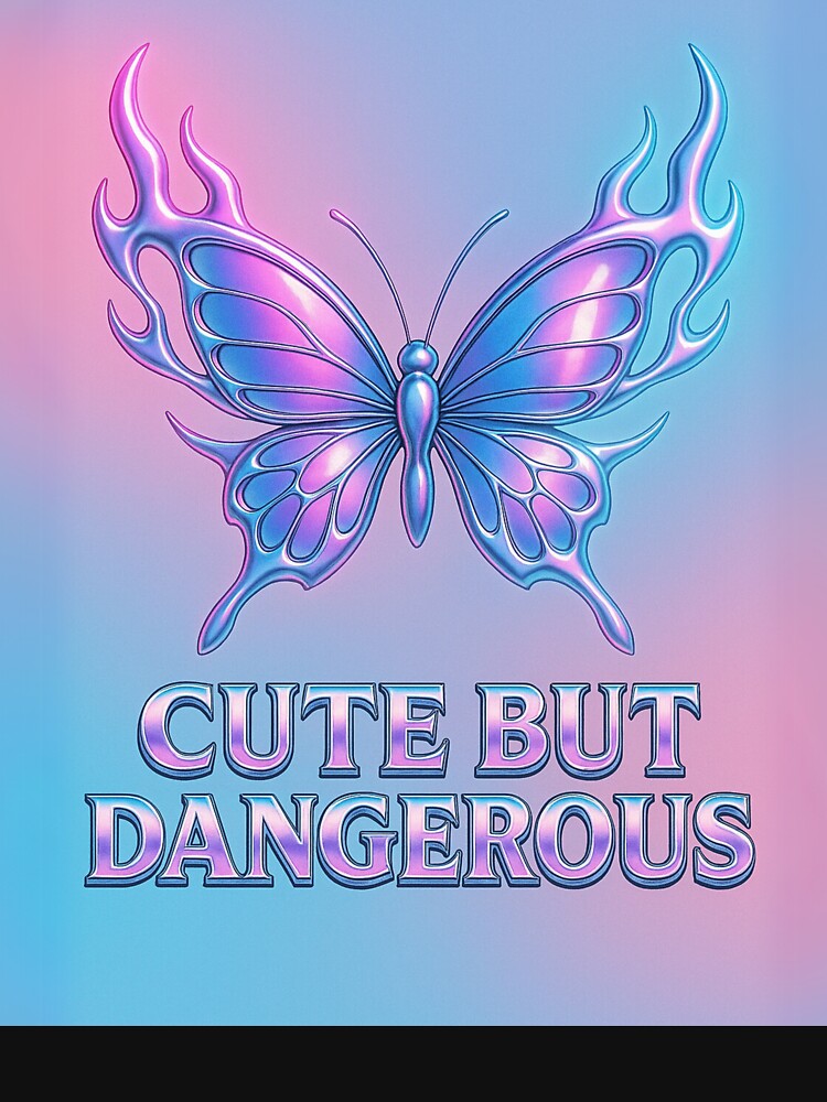 Cute But Dangerous – Y2K Chrome Butterfly T-Shirt Design by Laugh & Rewind Hoodie, Sweatshirt | BlankRebels.com (Image 3)