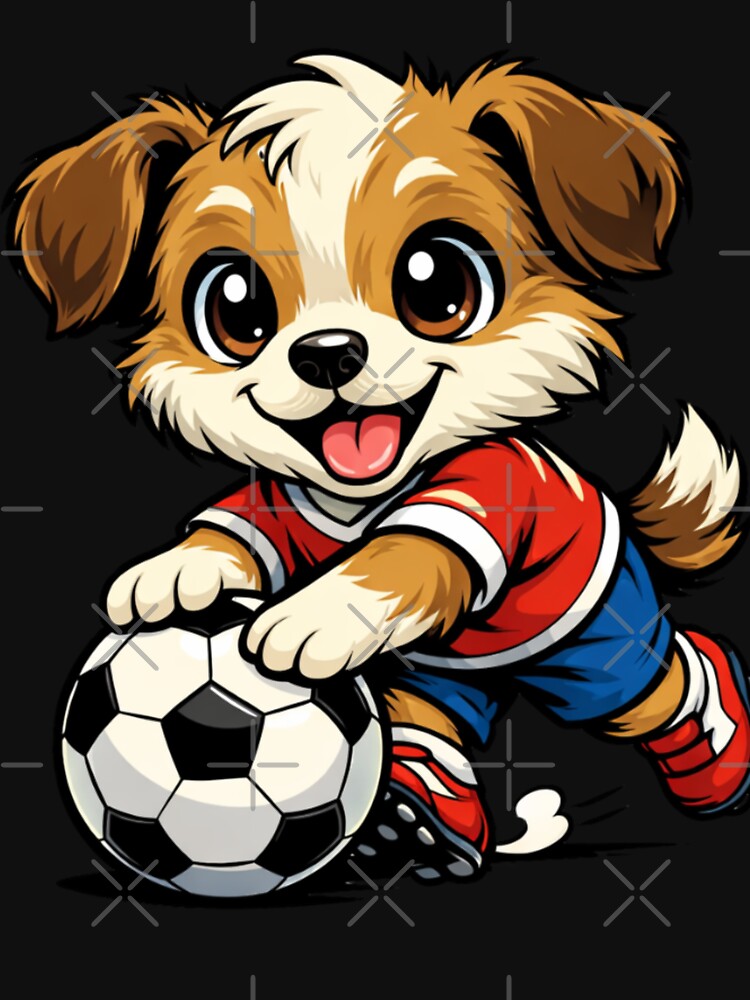 Cute Puppy Soccer Player Cartoon Dog by Tsugraf Designs
