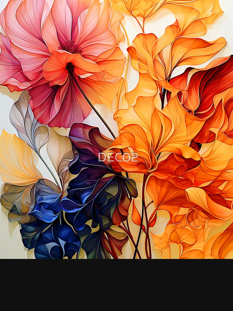 Elegant Colorful Floral Watercolor-Style Abstract Art by DEC02 T-Shirts, Hoodie, Sweatshirt | BlankRebels.com (Image 3)