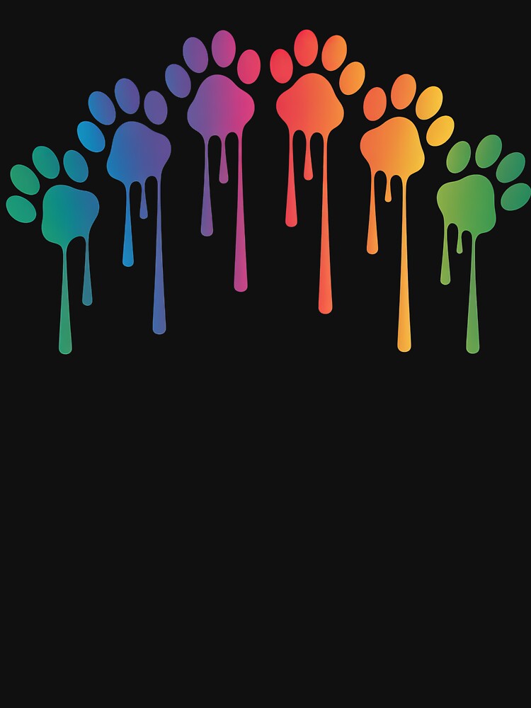 Rainbow Dripping Paw Prints Colorful Dog Cat Lover Pride Pet Art T-Shirts, Hoodie, Sweatshirt