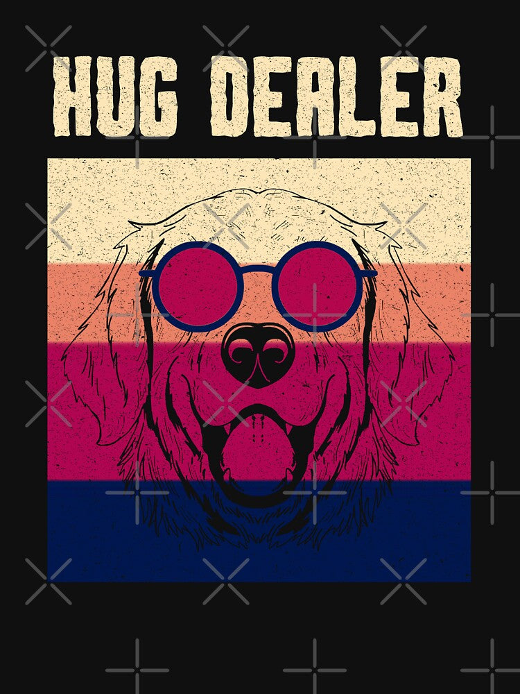 Golden Retriever Hugger. Cute Golden Retriever Hug Quote Retro Sunset Background T-Shirts, Hoodie, Sweatshirt