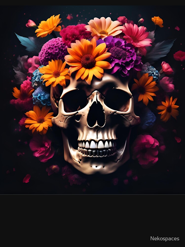 Flowered skull by Nekospaces T-Shirts, Hoodie, Sweatshirt | BlankRebels.com (Image 3)