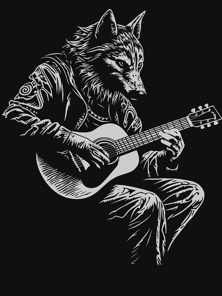 Acoustic Guitar Funny Wolf Music Lover Men Women Kids by DonnieSandra T-Shirts, Hoodie, Sweatshirt (Image 3)