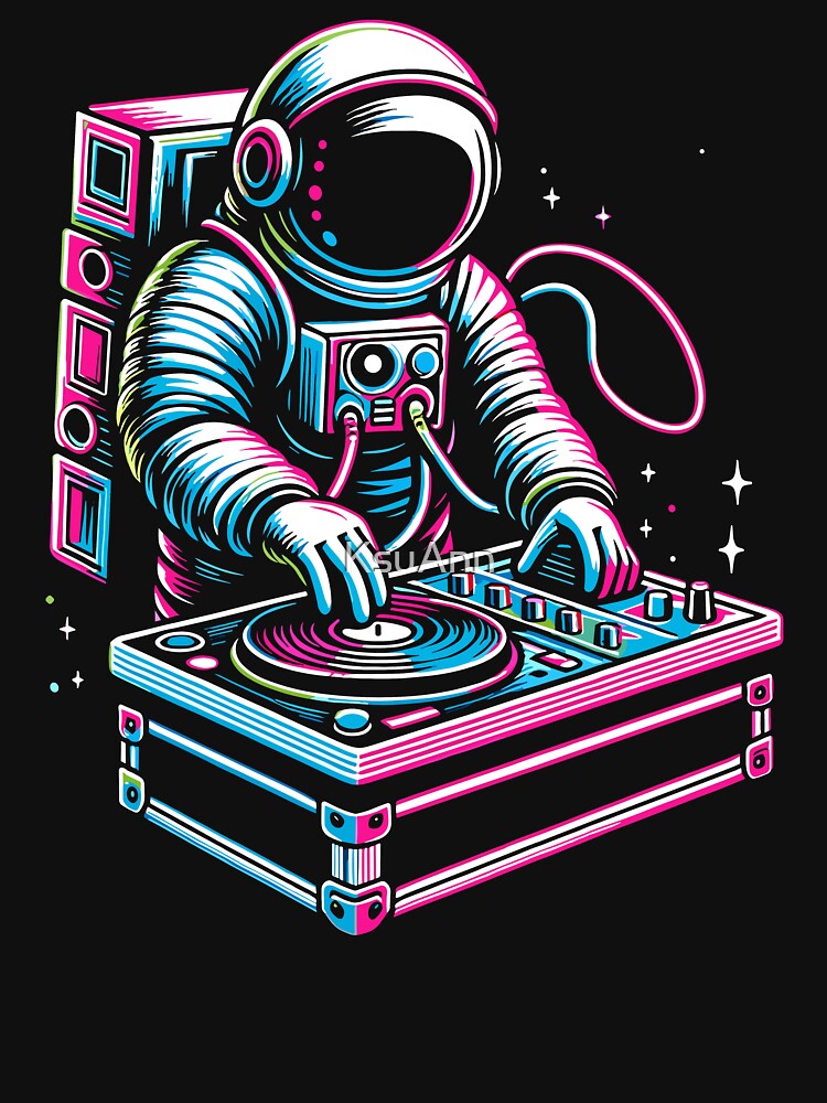 Retro Astronaut DJ Funny Astronaut by KsuAnn T-Shirts, Hoodie, Sweatshirt | BlankRebels.com (Image 3)