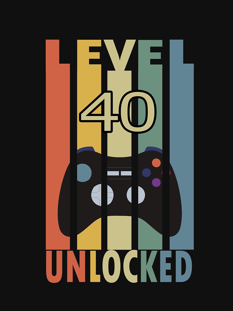 Level 40 Unlocked Vintage Gaming T-shirt Retro 40th Birthday Gift by TDesignFactory Hoodie, Sweatshirt (Image 3)