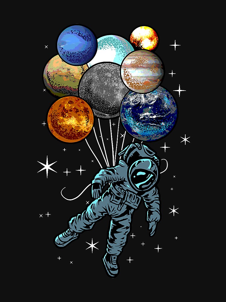 Astronaut Space Balloons Moon Mars Planets by shannange T-Shirts, Hoodie, Sweatshirt | BlankRebels.com (Image 3)