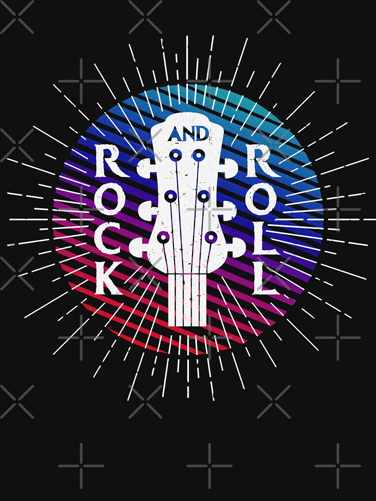 A Vintage Style Artwork of 'Rock and Roll' with Guitar Drawing by deepakrode7 T-Shirts, Hoodie, Sweatshirt (Image 3)
