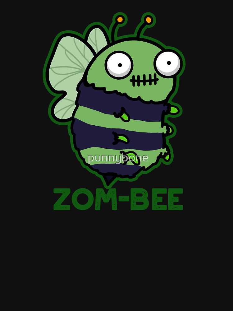Zom-bee Halloween Funny Zombie Bee Puns (Dark BG) by punnybone T-Shirts, Hoodie, Sweatshirt | BlankRebels.com (Image 3)