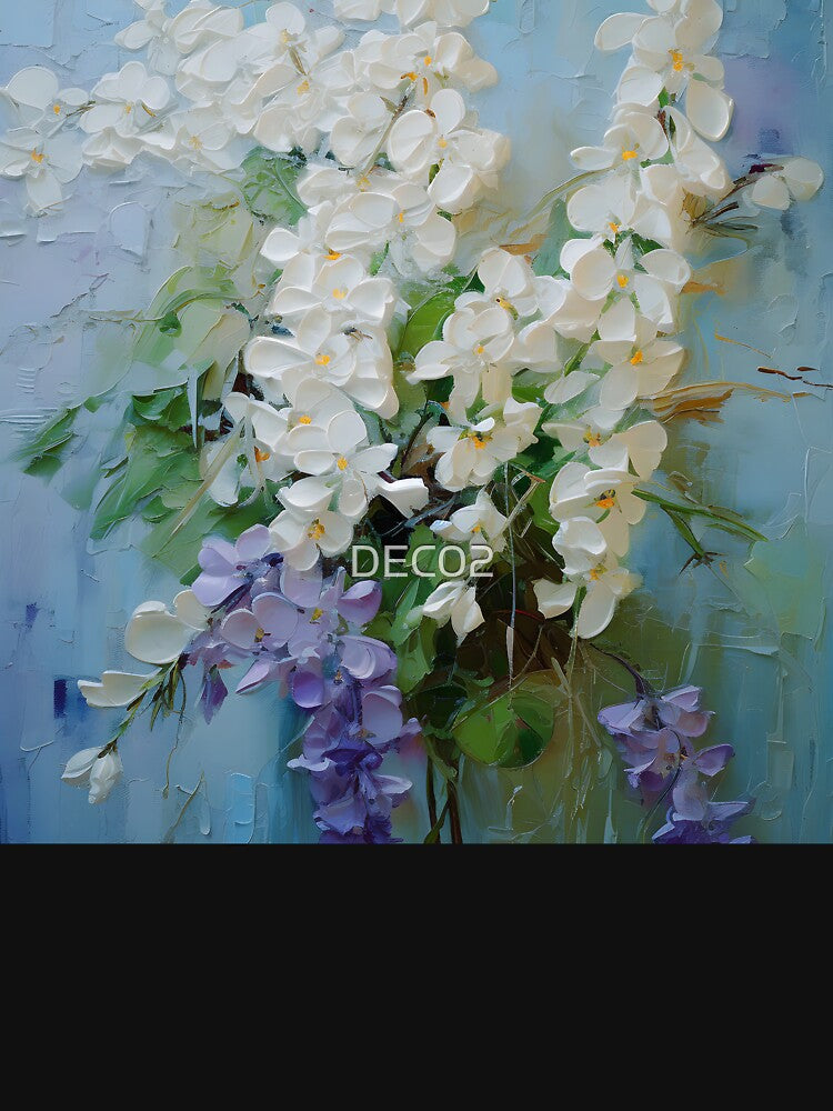 Lilac Hues And White Floral Impasto-Style Art by DEC02 T-Shirts, Hoodie, Sweatshirt | BlankRebels.com (Image 3)
