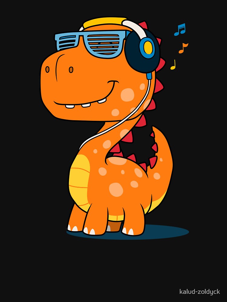 Cool Dinosaur listening to Music by kalud-zoldyck T-Shirts, Hoodie, Sweatshirt | BlankRebels.com (Image 3)