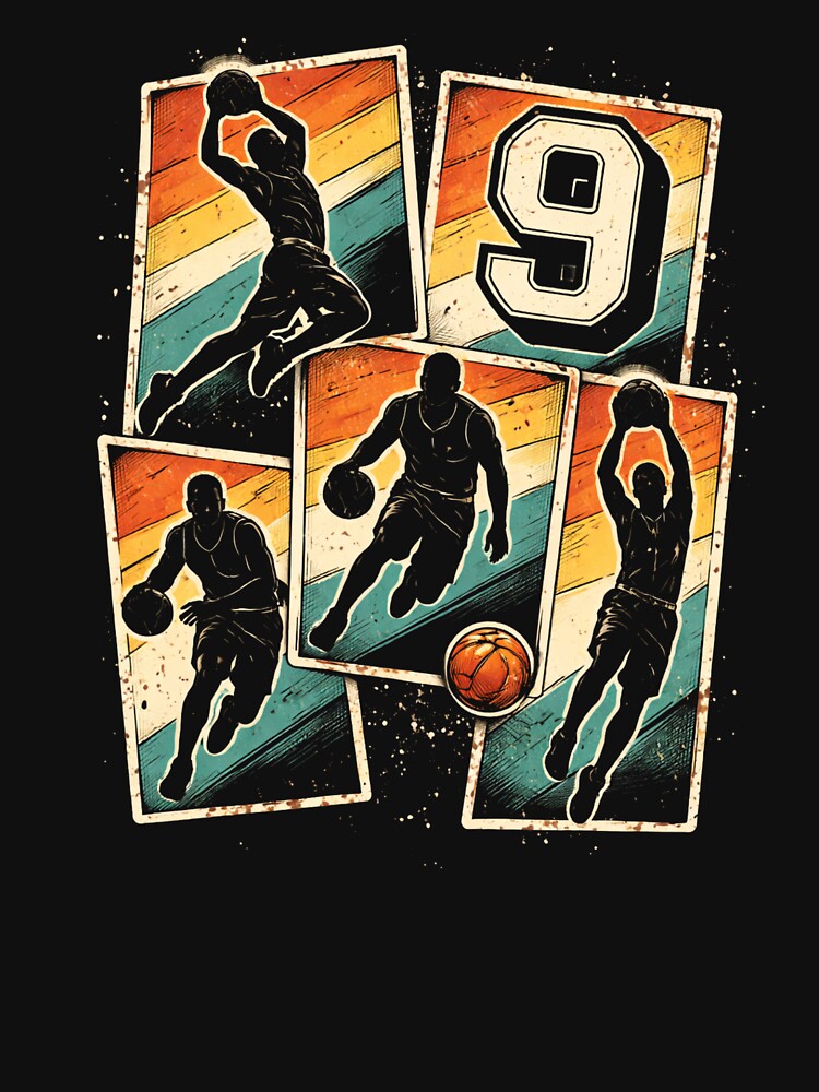 Basketball Number 9 Basketball Player Vintage Retro by SofenArt T-Shirts, Hoodie, Sweatshirt | BlankRebels.com (Image 3)