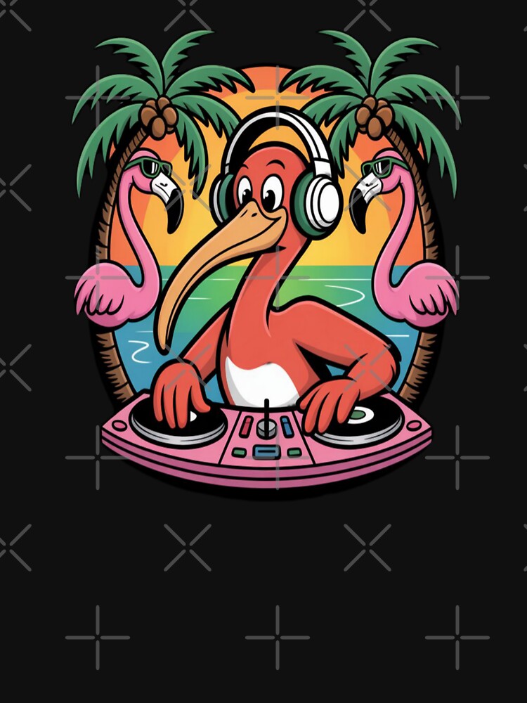 Funny Flamingo DJ Headphones Palm Trees Cartoon by DailySparks T-Shirts, Hoodie, Sweatshirt | BlankRebels.com (Image 3)