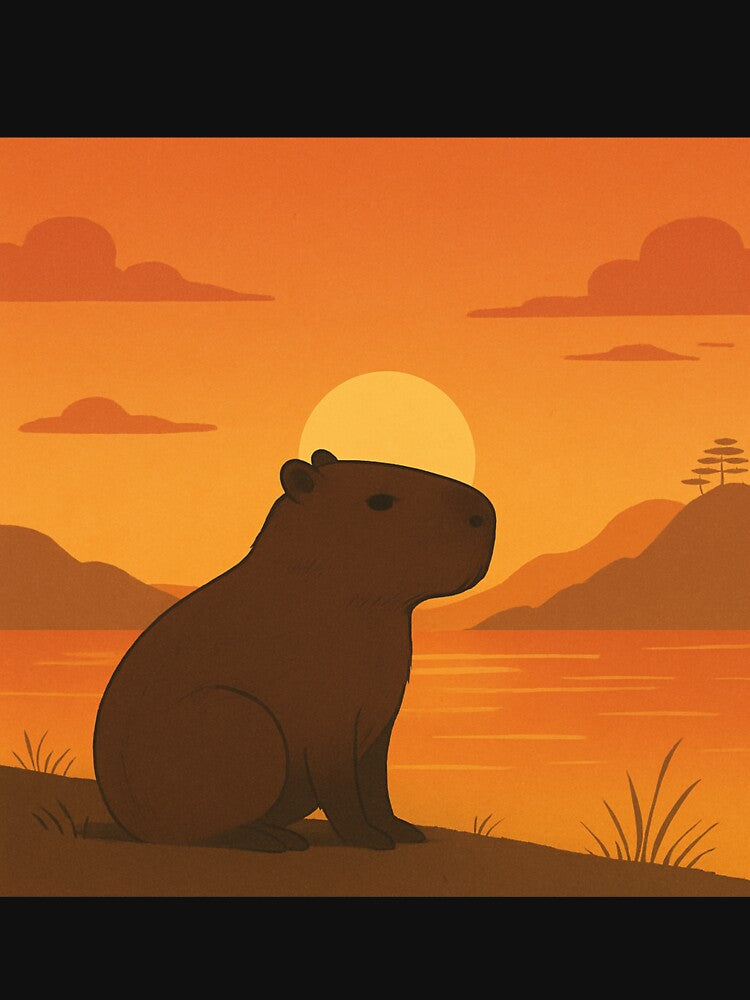 Capybara Sunset – Peaceful & Majestic T-Shirts, Hoodie, Sweatshirt