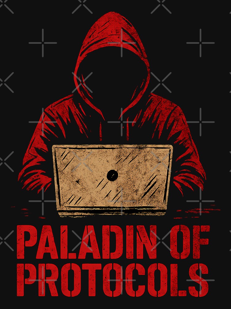 Red Hoodie Hacker Paladin of Protocols by Dago345