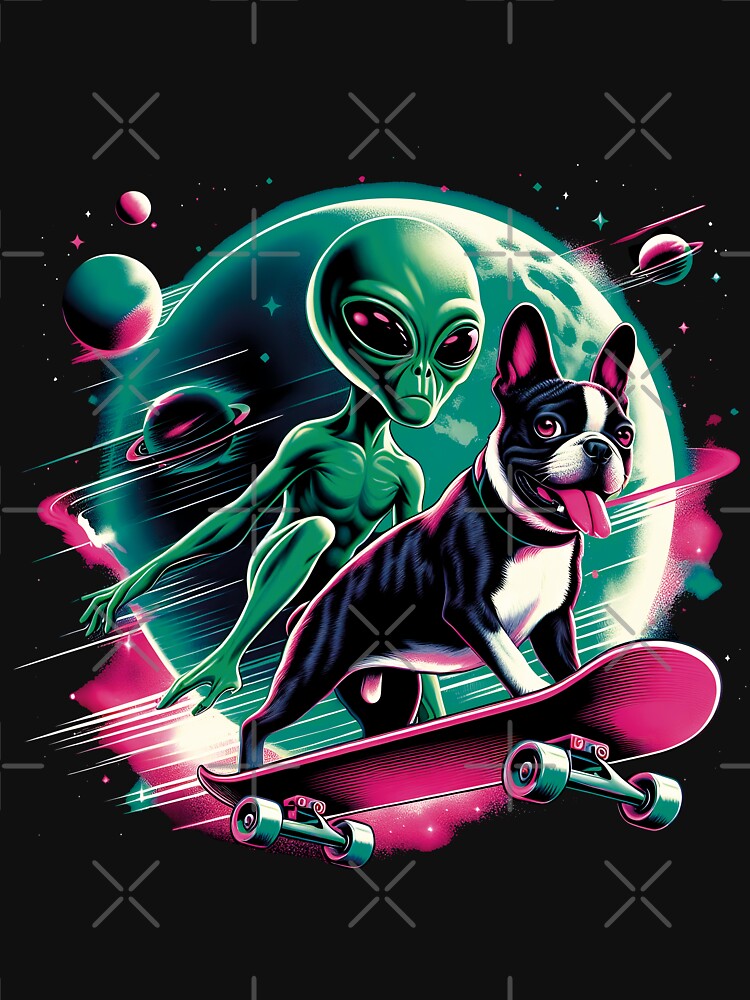 Space skateboard Alien T-shirt by PrintyArts Hoodie, Sweatshirt | BlankRebels.com (Image 3)