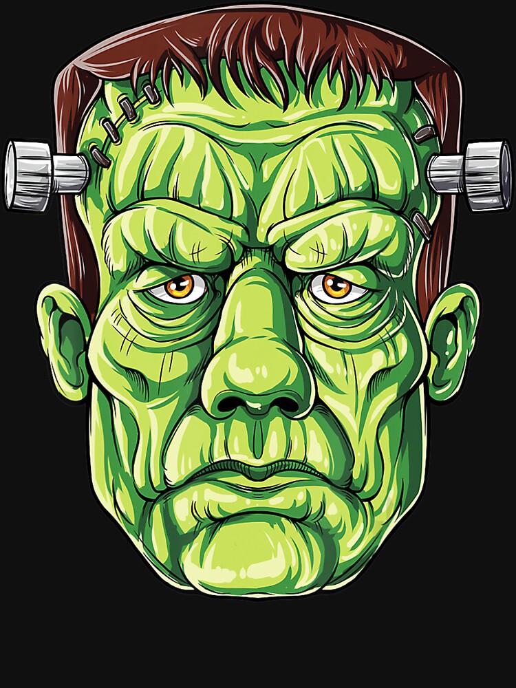 Frankenstein Face Funny Halloween Gifts Men Monster Zombie T-Shirt by ebonyvve8mattie