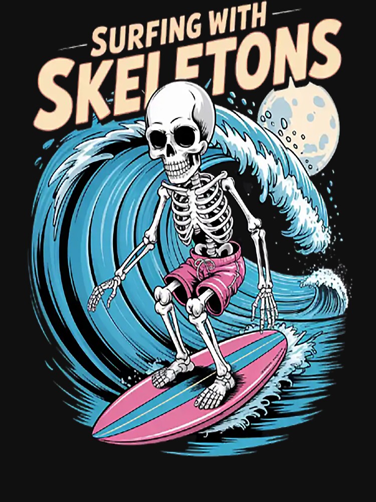 Surfing With Skeletons Halloween Skeleton Surfer by CottonCandyPrin