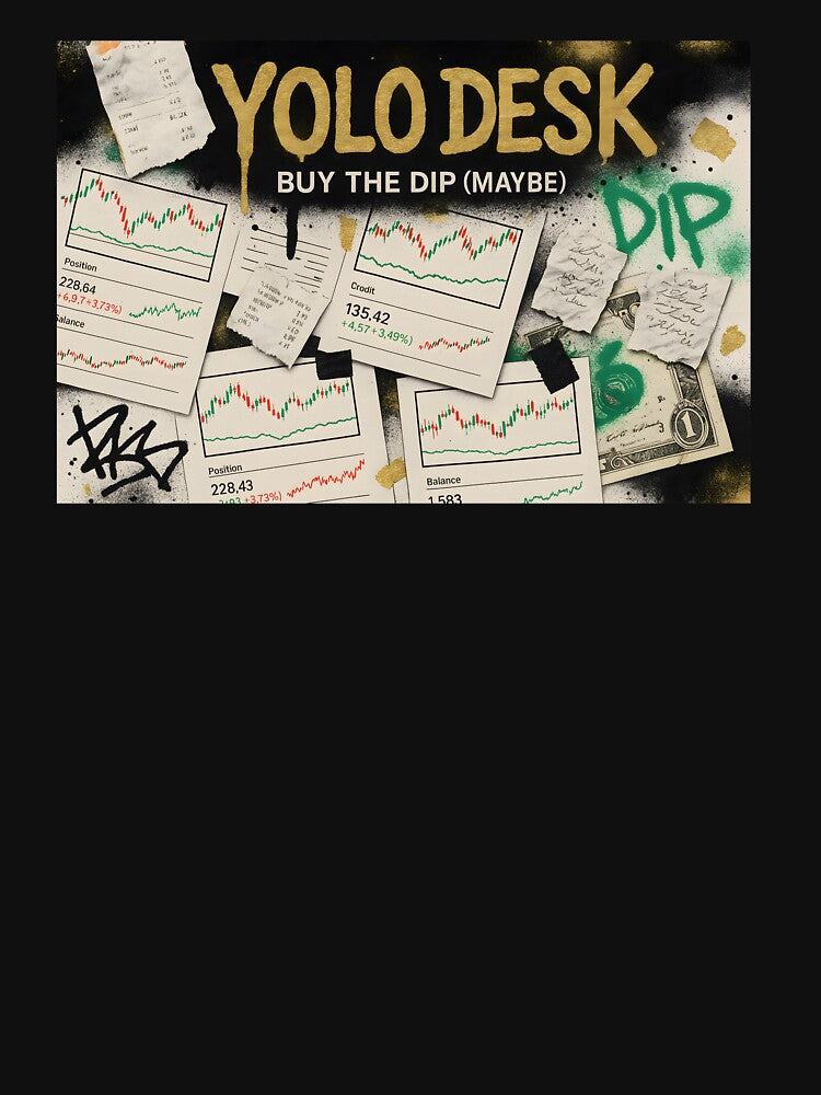 YOLO Desk Buy The Dip Maybe Trading Graffiti Poster With Charts Cash And Gold Drip Text by Bored Elon T-Shirts,... (Image 3)
